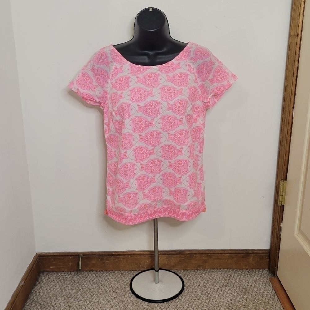 𝅺Vineyard Vines Women's Pink Fish Tee - Size (XXS) - Excellent Condition